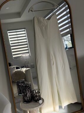 Bardot Ivory Strapless Wide-Leg Jumpsuit